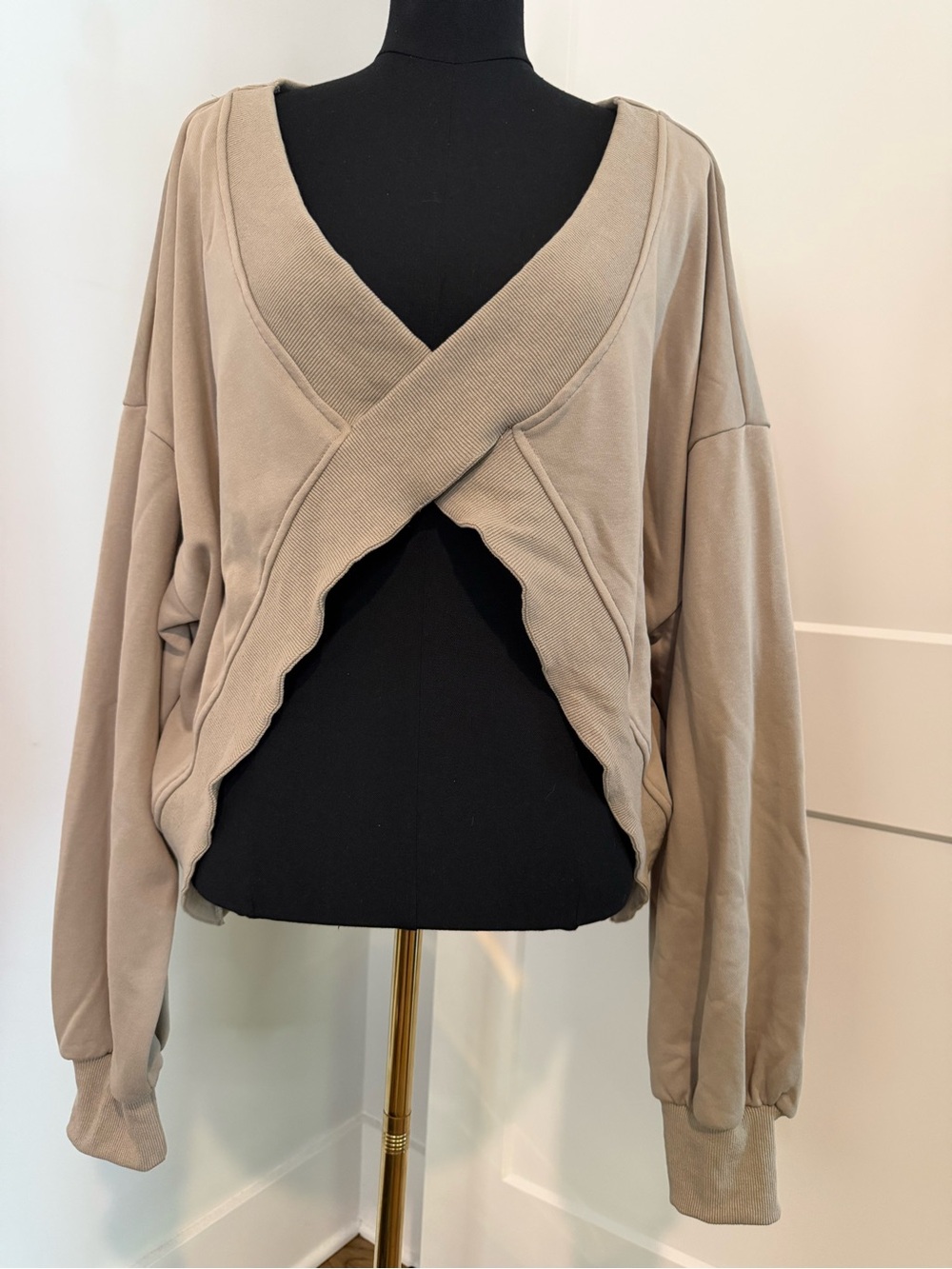 POL Women’s Taupe Cross-Front Hoodie